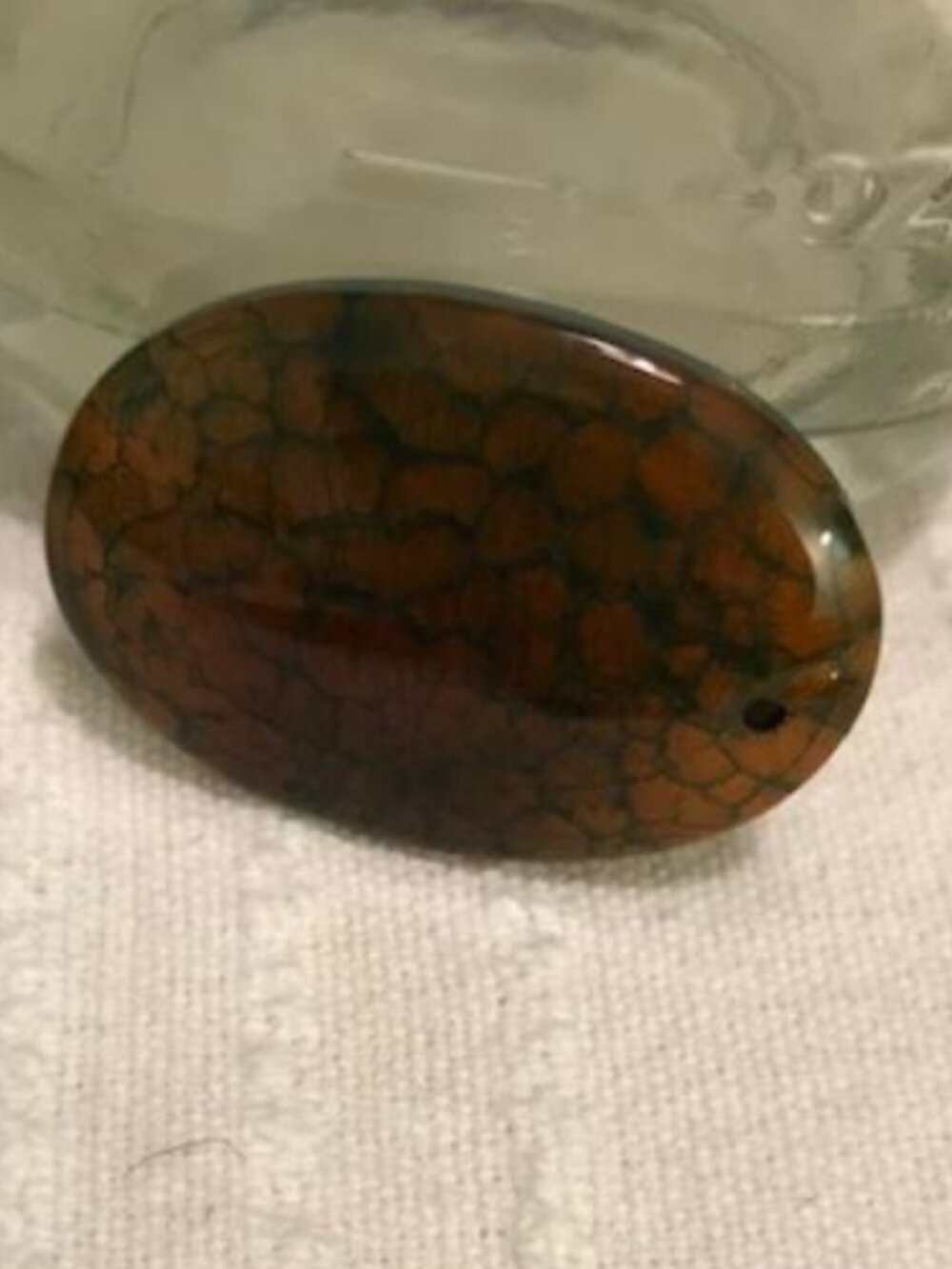 Brown and black dragon vein agate cabochon Pendant with Leather Cord Necklace